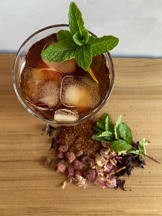 Organic Berry Hibiscus Rooibos Iced Tea with Rose Petals Recipe