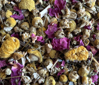 Tea of Light's Big Love tea with chamomille flowers, rose petals and lemongrass