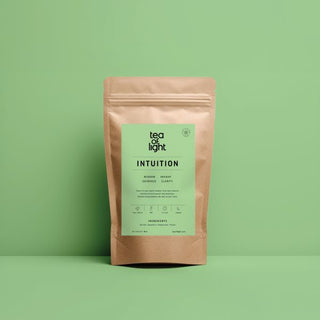 Intuition organic tea in its beautiful green packaging. Wisdom. Clarity.