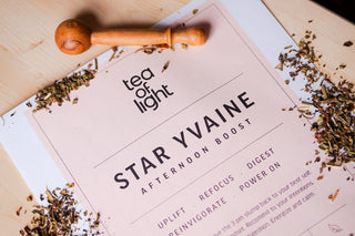 Star Yvaine organic herbal tea with tulsi, and lemongrass.