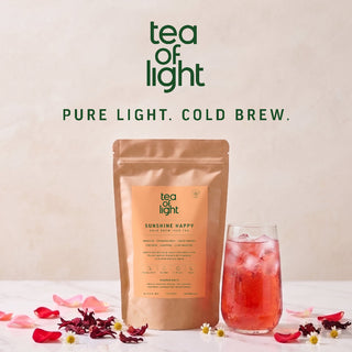 Tea of Light package of Sunshine Happy with a glass of iced tea