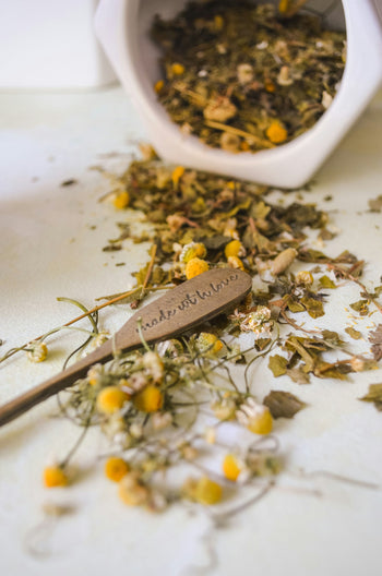 Organic chamomile tea is in Big Love and Soothing PM vibrational energy  teas by Tea of Light. 